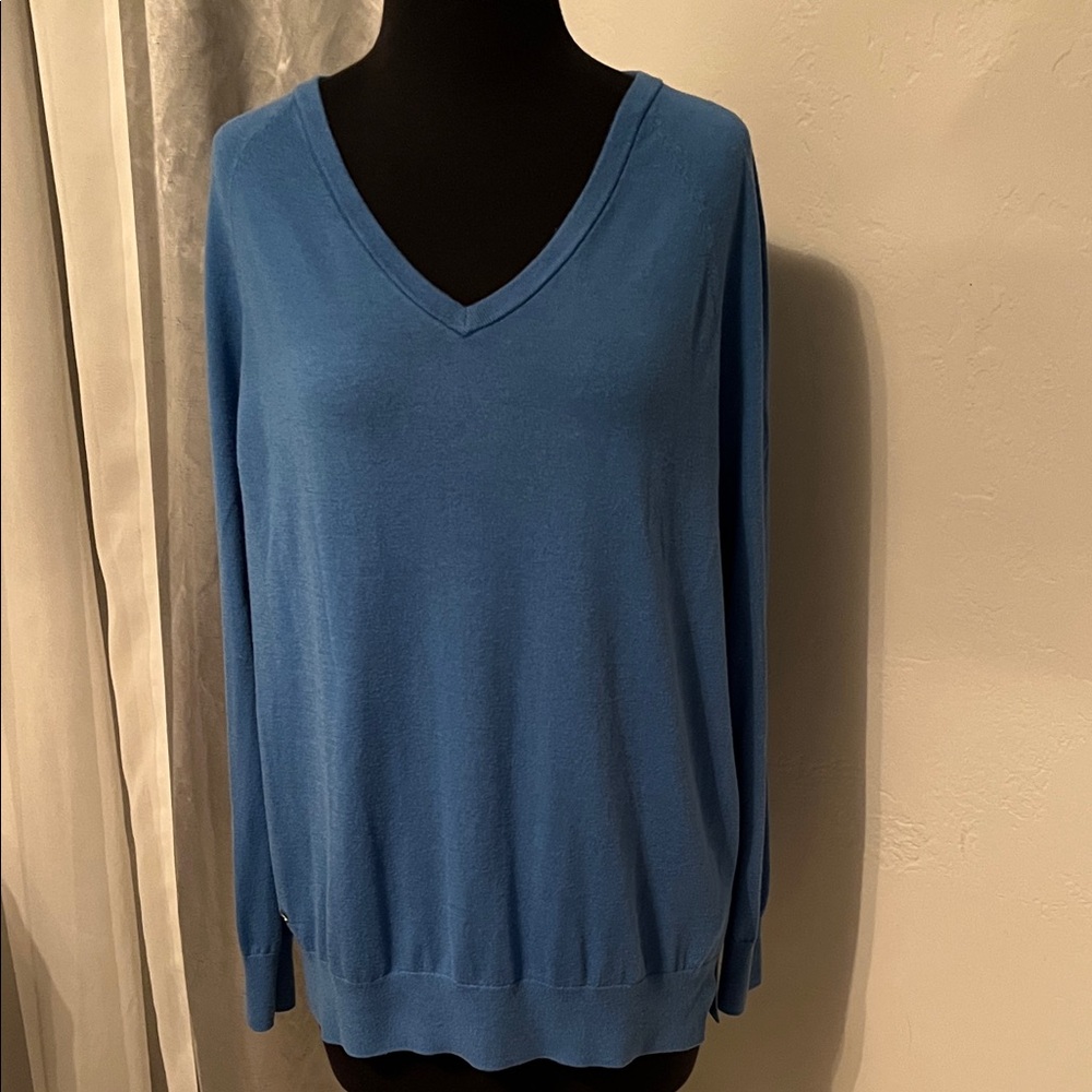 Lauren Ralph Lauren Classic Blue V-Neck Sweater